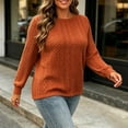 thumbnail image 5 of yillto Womens Cable Knit Sweater Plus Size Fall Winter Round Neck Pullover Fashion Knit Long Sleeve Sweaters, 5 of 6