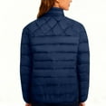 thumbnail image 3 of qucoqpe Womens Warm Solid Stand Collar Long Sleeve Zip Up Puffer Parkas,with Zipper Pockets, 3 of 5