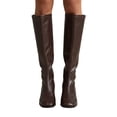 thumbnail image 4 of Women's Knee High Boots Zippered Casual Winter Boots Low Block Heel Solid Color Faux Leather Comfortable Walking Shoes for Daily Outdoor Indoor Use Brown D, 4 of 9