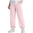 thumbnail image 2 of ITSAME Girls Tapered Sweatpants, Quick-Dry Elastic Waist with Pockets Summer Casual Jogger Pants Pink Size 7-8, 2 of 6