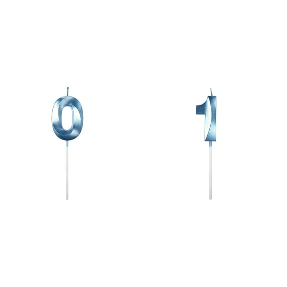 VKLU Blue Number 10 Candle, 1.97" Paraffin Wax Birthday Candle, Drip-Free Metallic Numeral Cake Topper for Anniversary, Party and Cupcake Decor