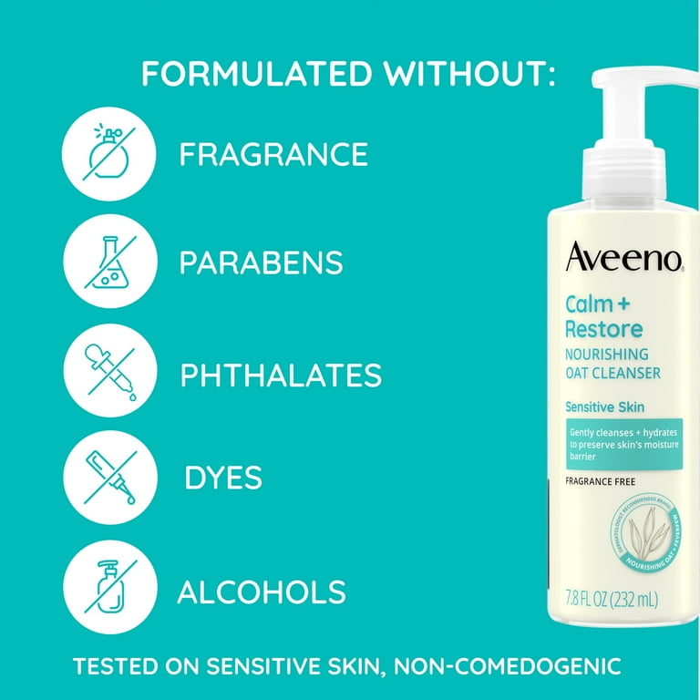 Aveeno Calm + Restore Gentle Nourishing Oat Face Cleanser, 7.8 fl. oz