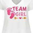 thumbnail image 4 of Inktastic Team Girl Pink Footprints and Arrow Women's Plus Size V-Neck T-Shirt, 4 of 5