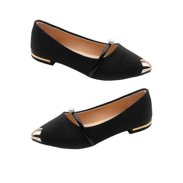 1Pair Summer Pointy Flat Nude Shoes Elegant Pearl Non-Slip Single Woman Shoes