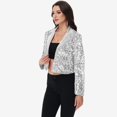 thumbnail image 3 of Women's Sequin Cropped Blazer Long Sleeve Sparkly Open Front Jacket - Large, Silver, 3 of 7