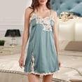 thumbnail image 4 of CAICJ98 Womens Pajamas Women's Nightdress And Dressing Gown Satin Sleepwear Night Dress Short Negligees Flannel Nightgown Short Sleeve Women L,Blue, 4 of 5