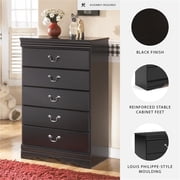 Ashley Furniture Huey Vineyards 5 Drawer Wood Chest in Black