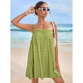 thumbnail image 4 of OYOANGLE Women's Summer Cami Dress Ruffle Swing Shirred Mini Short Dresses Green S, 4 of 6