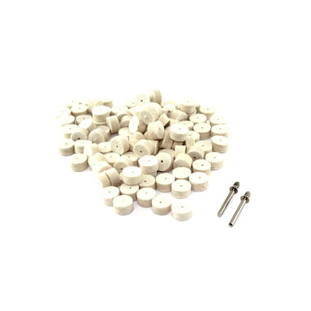Diameter Mandrel (TEMO 100p Felt Polishing Wool Bob Burr 1/2 inch (13mm) Diameter 1/4 inch (6mm) High Wheels #414 with 2 screw mandrel 401 1/8 inch (3mm) Shank for Dremel and Compatible)