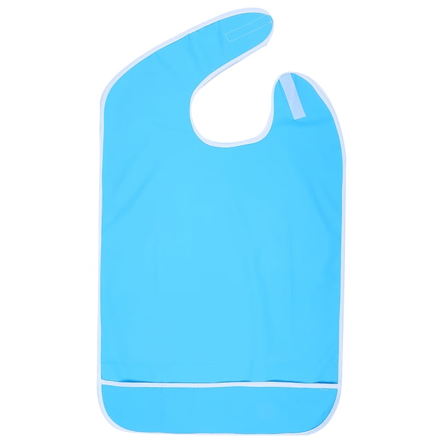 Delantal impermeable reutilizable antiaceite para adultos mayores, babero para comer, protector de ayuda para comer (azul cielo, 50 x 80 cm)