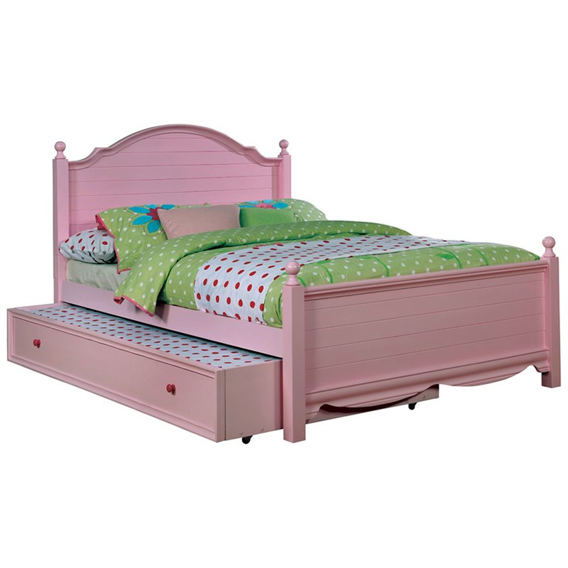 Furniture of America Poppy 2Piece Pink Wood Panel Kids Twin Bed with