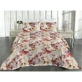 thumbnail image 2 of Ambesonne Wings of Spring Quilted Bedspread Set 3 Pcs, Butterfly Dreamy, King, Dark Coral Cream Plum, 2 of 4