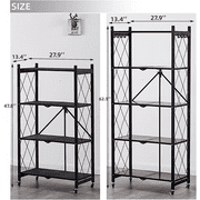 5 tier Storage Shelf, Foldable Shelf with Wheels,Storage Rack on Wheel, Foldable Shelf Unit, Foldable Storage Shelf Garage Shelves and Racks, Heavy Duty Metal Shelf, Kitchen Storage Shelf(2 PACK)