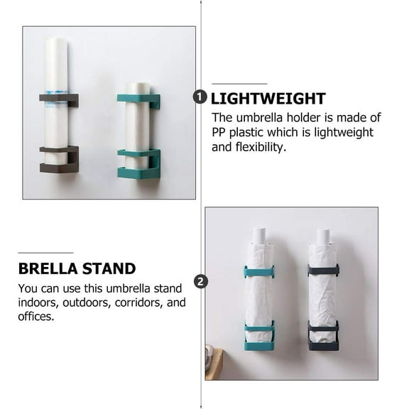 Raindrops 2Pcs Wall Mounted Umbrella Holder Blue Shelf