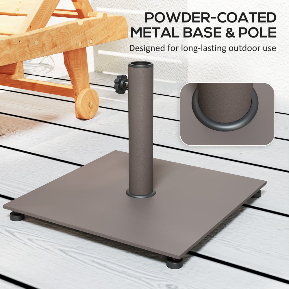 29 lb Heavy Duty Metal Patio Umbrella Base Square Outdoor Umbrella Stand Brown
