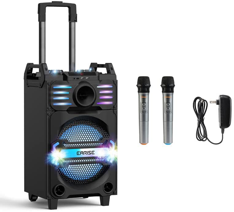 Rolling Wheels Remote FM Radio Pyle PPHP152BMU Portable Bluetooth PA Speaker System -1000W Rechargeable Outdoor Bluetooth Speaker Portable PA System w/ Microphone In Mic MP3 USB SD Card Reader