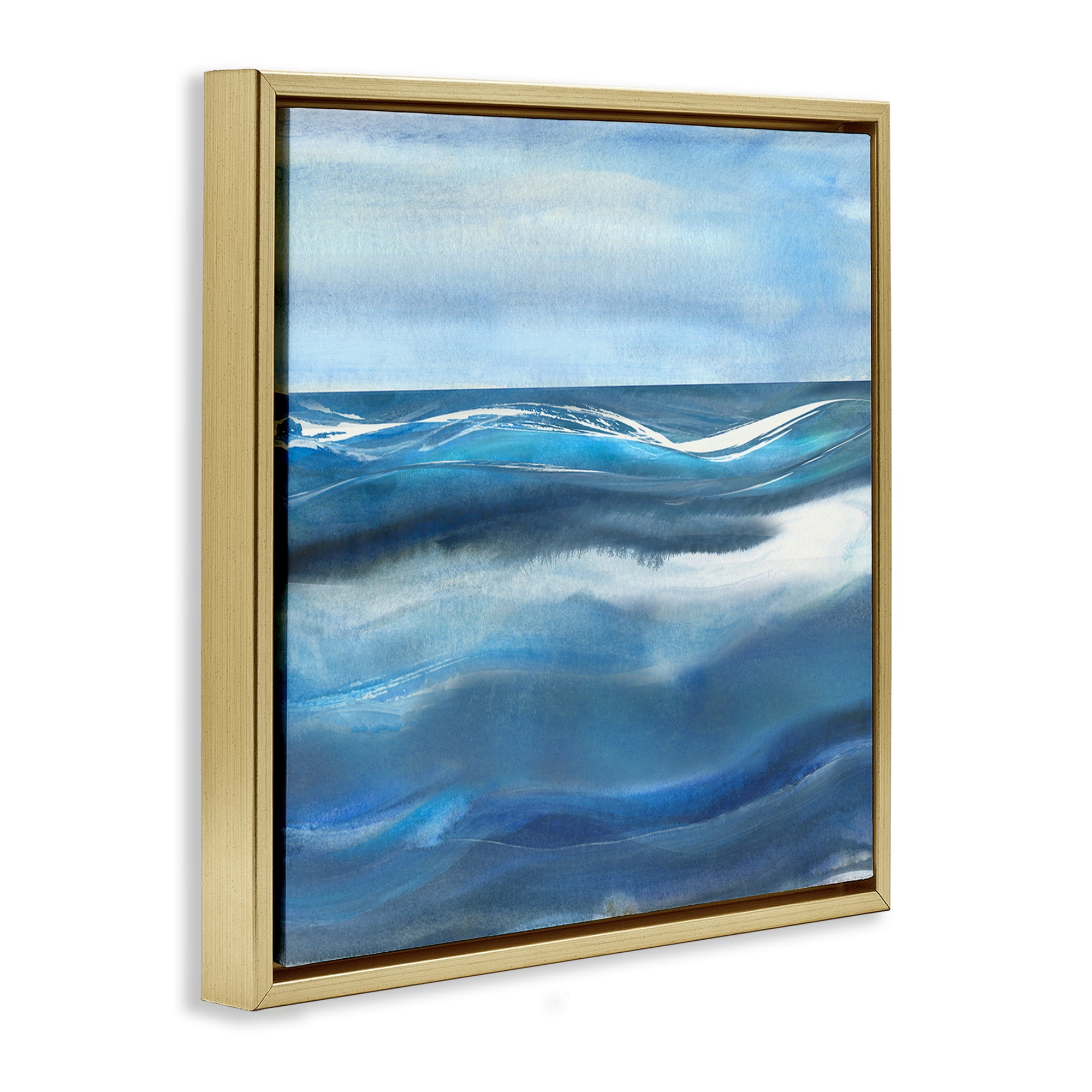 Stupell Industries Calm Expanse of Ocean Waves Gold Framed Floater Canvas Wall Art, design by Susan Jill