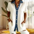 thumbnail image 4 of Camiseta de Solapa de Manga Corta de Color Sólido con Tela Suave, Top de Moda para el Uso Diario en Casa O Trabajo en Primavera Y Verano, 4 of 5