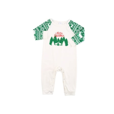 

Canrulo Christmas Family Matching Pajamas Set Merry Christmas Print Sleepwear Homewear for Men Women Baby Kids