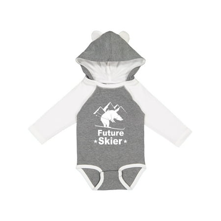 

Inktastic Future Skier Funny Skiing Bear Gift Baby Boy or Baby Girl Long Sleeve Bodysuit