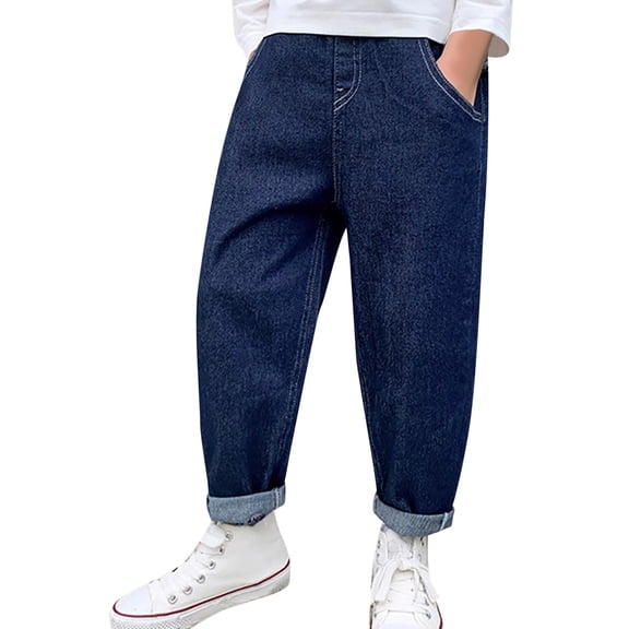 RUTAYY Toddler Boys Wide Leg Jeans Loose Fit Denim Vintage Trousers Casual Jeans Streetwear Pants Breathable Pants