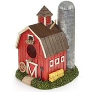 VP Home Hand-Painted Hanging Bird Houses for Outdoors - Red Barn Design for Bluebirds, Sparrows, Chickadees, and Purple Martins