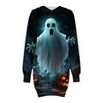 thumbnail image 4 of Taqqpue Halloween Print Hoodie Dress for Women Ghost Pumpkin Witch Mini Dresses Halloween Costumes Long Sleeve Cosplay Halloween Party Dress with Pockets, 4 of 7