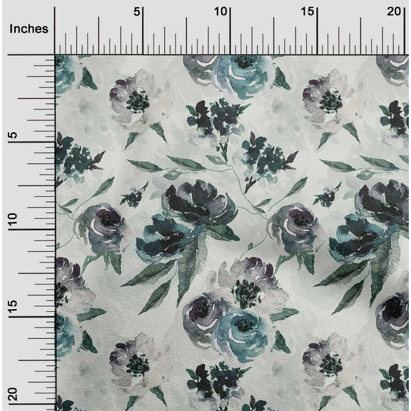 oneOone Polyester Spandex Baby Blue Fabric Flower Sewing Fabric By The Yard Printed Diy Clothing Sewing Supplies 56 Inch Wide-MCM