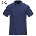 thumbnail image 2 of Uniforme de chef Delantal de cocina de verano de manga corta con bolsillos delanteros Trajes Carnicero Servidor Ropa Suministros para el hogar Absorbedores de humedad Azul XXL AweSitey LF000327-18, 2 of 7
