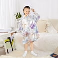 thumbnail image 6 of FORMRS Wearable Blanket Hoodie with Sleeves for Kids Cozy Flannel Sweatshirt, Purple Flower Pattern, 6 of 7