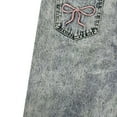 thumbnail image 6 of Women's High Waisted Knot Embroidered Denim Jeans Relaxed Fit, Straight Leg, Comfortable Denim for Casual Outings, 6 of 6