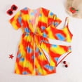 thumbnail image 4 of Confree For Girls Summer 3 Piece Swimsuit Graphic Print Bathing Suits Vacation Cute Comfortable Little Girls Swimwear Size 10-11 Years Red, 4 of 5
