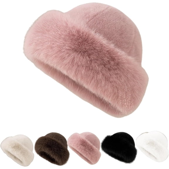 Hbtdoern Faux Fur Bucket Hat for Women, Warm Plush Fisherman Hat, Stylish Winter Cold Weather Hat with Adjustable Fit
