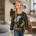 thumbnail image 4 of Xixirimido Cow Sunflower & Leopard Pattern Girls Long Sleeve Shirt Kids Crewneck T-Shirts Trendy 3D Graphic Tie-hem Cute Tees for Fall Winter, Size 5-6, 4 of 7