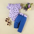 thumbnail image 3 of Tiijoy Baby Girls Outfits Graphic Ruffle Short Sleeve Romper Belt Denim Jeans Set, Sizes 0-18 Months, 3 of 6
