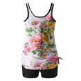 thumbnail image 4 of Nrmvnmi Tankini Swimsuits for Women 2 Piece Bathing Suits Floral Prints Round Neck Swim Tank Top with Boy Shorts Modest Swimwear Mothers Day Gifts, 4 of 6