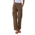 thumbnail image 5 of DENGDENG Brown Cargo Pants Women Petite High Waisted Casual Hiking Pants Lightweight Dress Parachute Pants with Pockets Plus Size Y2k Streetwear Long Wide Leg Trousers Brown L, 5 of 6