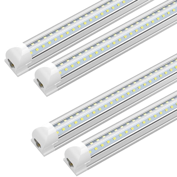 JESLED T8 LED Shop Lights ETL Listed Linkable Fixtures 2FT 20W 2600LM 5000K Daylight White V-Shaped 4-Pack