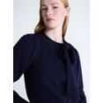 thumbnail image 4 of Free Assembly Women's and Women's Plus Bow Neck Sueded Terry Sweatshirt, Sizes XS-4X, 4 of 5