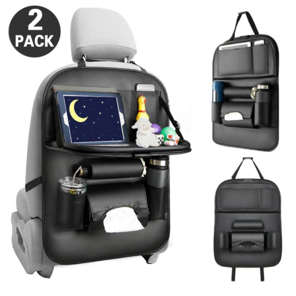 Car Seat Back Table Tray Portable Foldable Organizer with Tablet Holder & 360 Degrees Rotating Phone Holder for Writing Working Drinking Dinning 