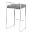 thumbnail image 4 of Fuji Contemporary Stackable Counter Stool in Stainless Steel with Grey Faux Leather Cushion by LumiSource - Set of 2, 4 of 7