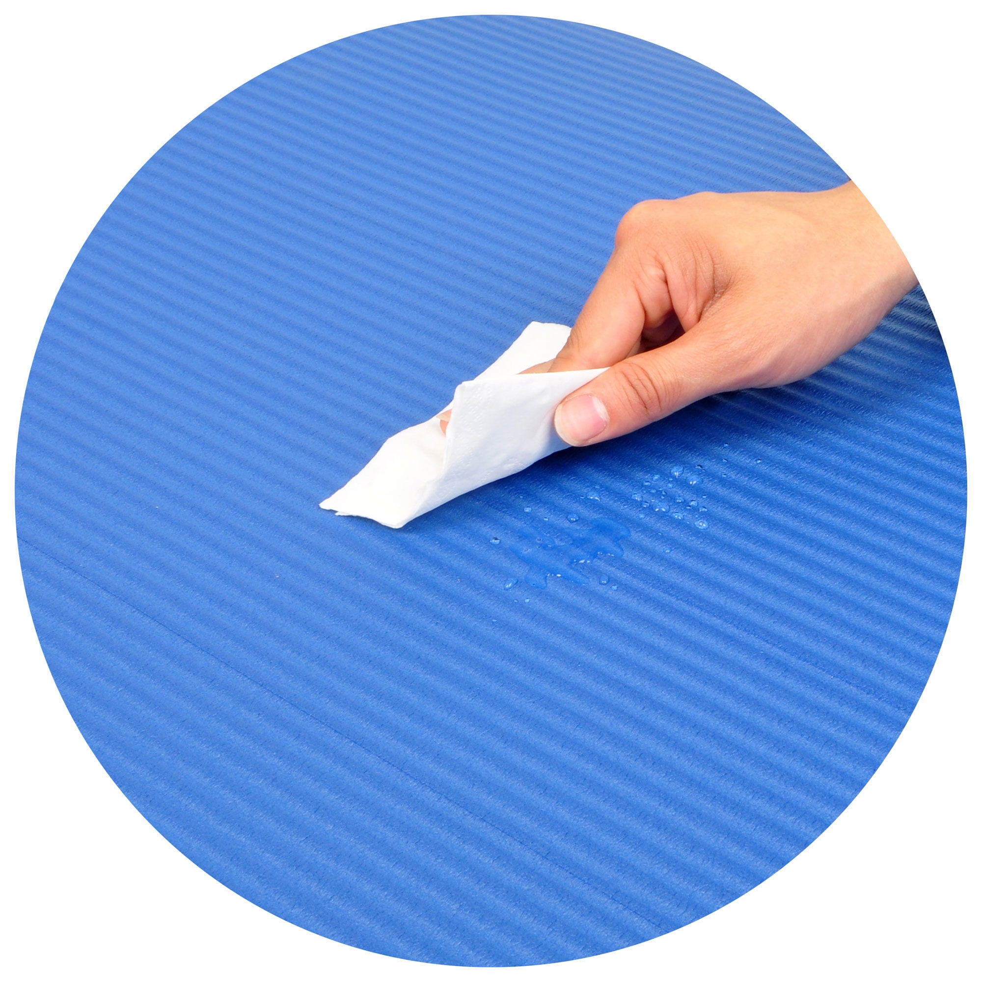 Signature Fitness 1" Extra Thick Exercise Yoga Mat with Carry Strap, Blue