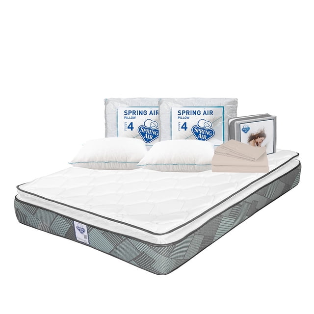 Colchón Matrimonial Baggio Spring Air + Juego de Sábanas + 2 Almohadas