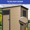 thumbnail image 3 of ModFusion 5×3 ft Resin Storage Shed with Window, Floor, Sloped Roof, Ventilation, Small Plastic Corner Utility Building, 55.3×31.8 in, Garden, Brown, 3 of 10