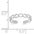 thumbnail image 3 of 14k White Gold Heart Adjustable Toe Ring Open Midi, 3 of 9