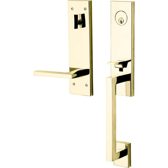 Baldwin 85391003RENT Minneapolis Right Handed Single Cylinder Keyed Entry Sectional Handleset - Lifetime Polished Brass