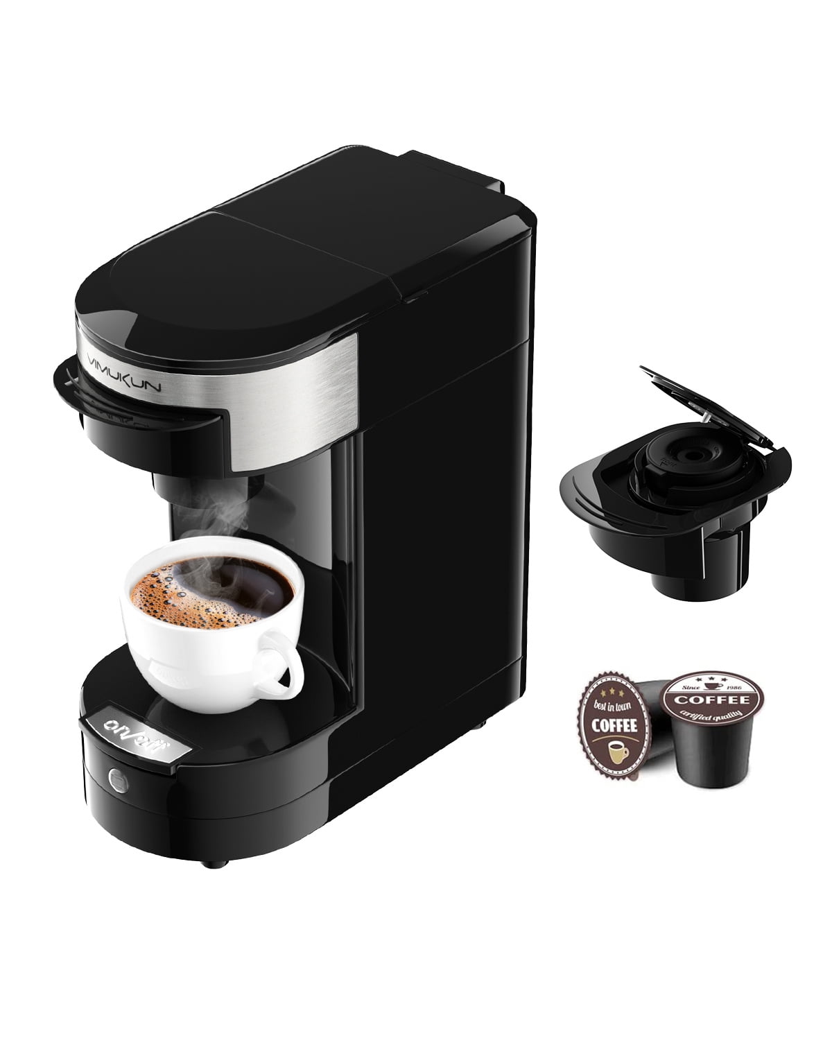 VIMUKUN Single Serve Coffee Maker, K Cup, 14oz, Black