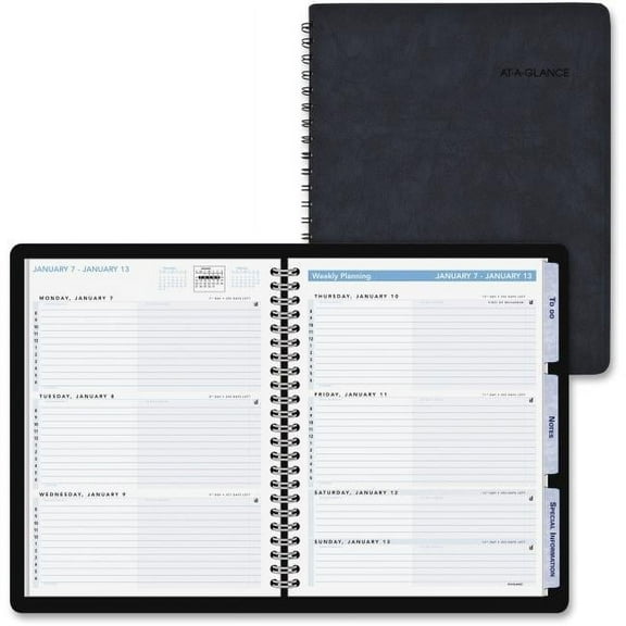 At A Glance  8 x 11 in. Action Planner Weekly Appointment Book - Black