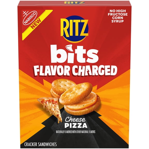 RITZ Bits Flavor Charged Cheese Pizza Sandwich Crackers, Lunch Snacks, 8.8 oz