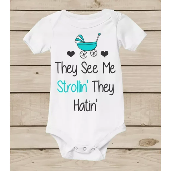 Baby Bodysuit BELLA CANVAS Funny Humor Baby Bodysuit Hip Hop They See Me Strollin They Hating Rap Music